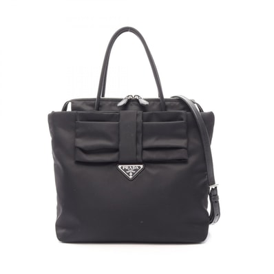 プラダ PRADA TESSUTO FIOCCO 2WAY ハンドバッグ バッグ ナイロン レザー レディース ブラック系 1BG320 【中古】