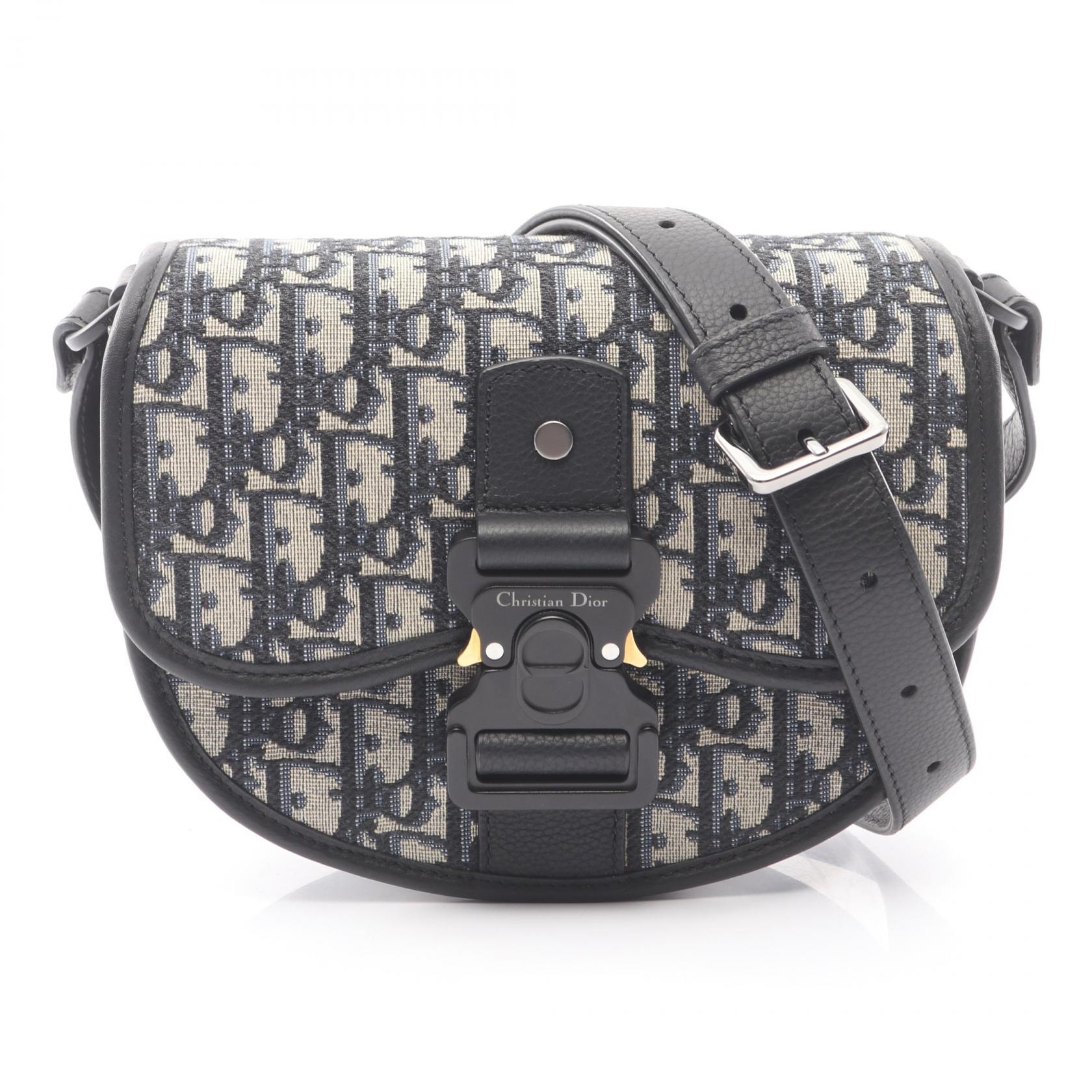 ディオール Dior GALLOP ギャロップ オブリーク ショルダーバッグ バッグ キャンバス レザー レディース ベージュ系 / ブラック系 / ブルー系 1ADPO033YKY_H27E 【中古】