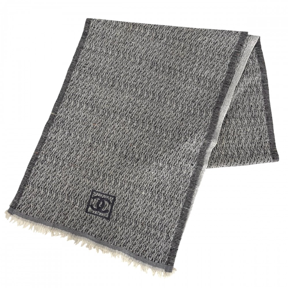 CHANEL シャネル マフラー ファッションアイテム ココマーク    グレー レディース 秋 冬【中古品】