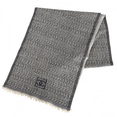 CHANEL シャネル マフラー ファッションアイテム ココマーク グレー レディース 秋 冬【中古品】