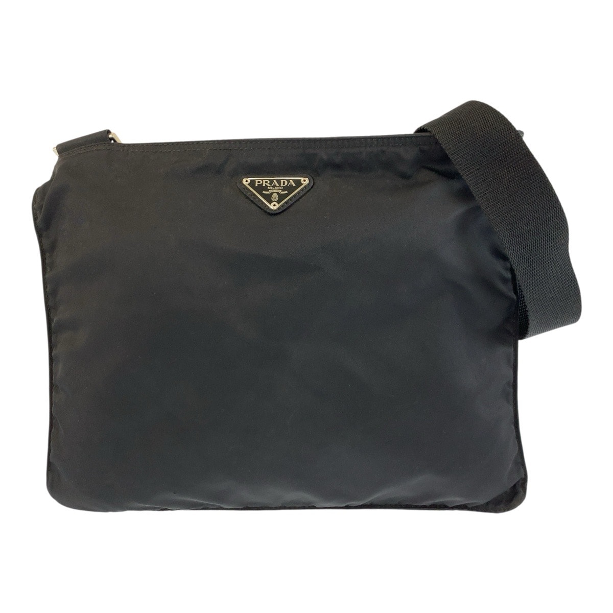 PRADA プラダ テスート 三角ロゴプレート ブラック 黒 シルバー金具 ナイロン ショルダーバッグ メッセンジャーバッグ 603514 【中古】