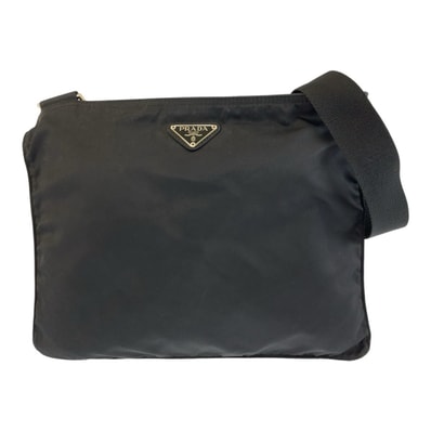 PRADA プラダ テスート 三角ロゴプレート ブラック 黒 シルバー金具 ナイロン ショルダーバッグ メッセンジャーバッグ 603514 【中古】