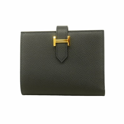 ★最終価格【6id6012】エルメス 財布 ベアンコンパクト ヴォーエプソン ブラック ゴールド金具 K刻印【中古】レディース