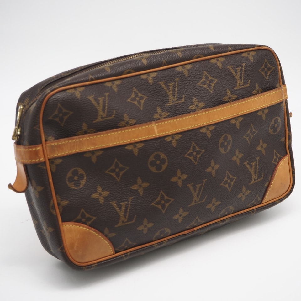 LOUIS VUITTON ルイ・ヴィトン モノグラム コンピエーニュ28 M51845 セカンドバッグ ブラウン コーティングキャンバス レザー メンズ
