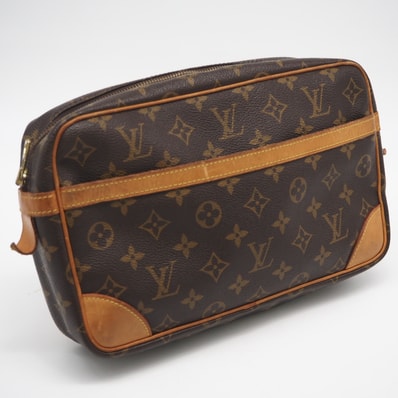 LOUIS VUITTON ルイ・ヴィトン モノグラム コンピエーニュ28 M51845 セカンドバッグ ブラウン コーティングキャンバス レザー メンズ