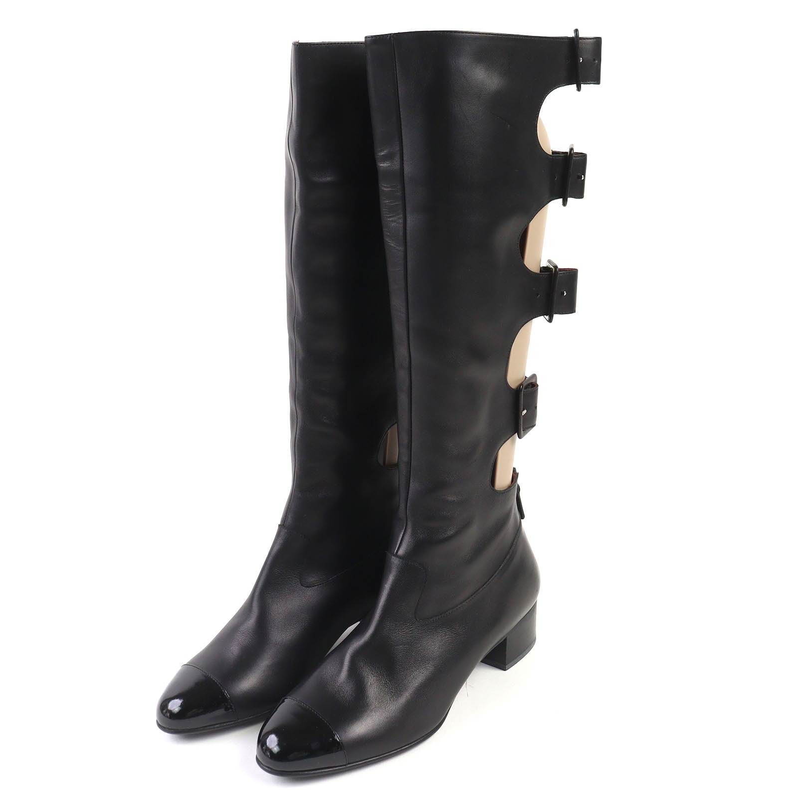 極美品 シャネル ココマーク ロングブーツ ブラック レディース 38.5
