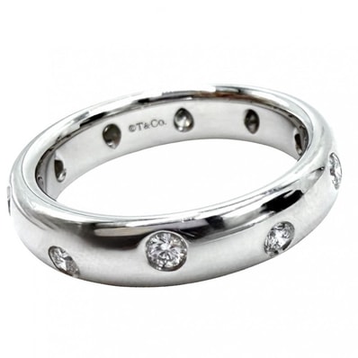 TIFFANY&Co. ティファニー 指輪 ドッツリング ジュエリー アクセサリー Pt950プラチナ ダイヤモンド 約7.5号 レディース 約7.4g 美品【中古品】