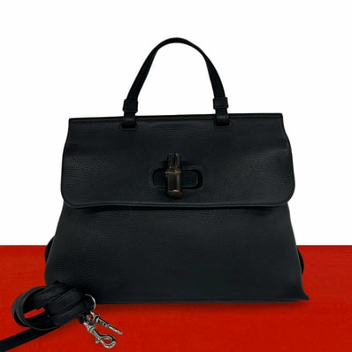 GUCCI グッチ デイリー バンブー レザー ショルダーバッグ ブラック
25495