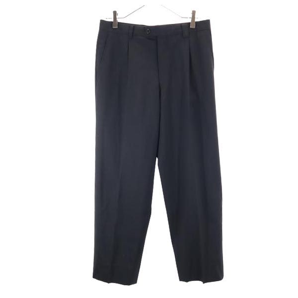 LANVIN ランバン 日本製 センタープレス スラックスパンツ 82 黒