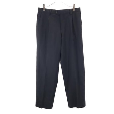 LANVIN ランバン 日本製 センタープレス スラックスパンツ 82 黒