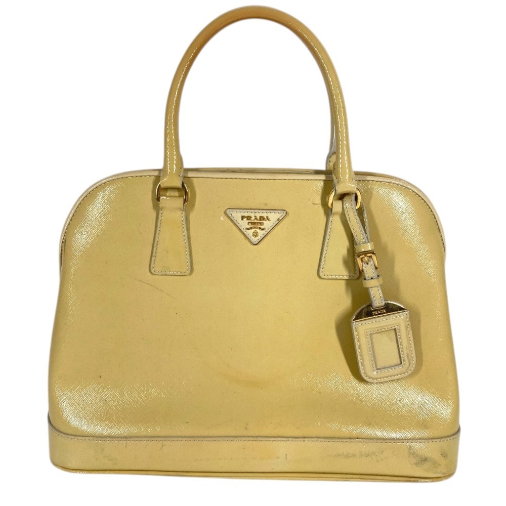 プラダ PRADA サフィアーノ ヴェルニック BN2558 カバン トートバッグ ハンドバッグ コーティングレザー イエロー
