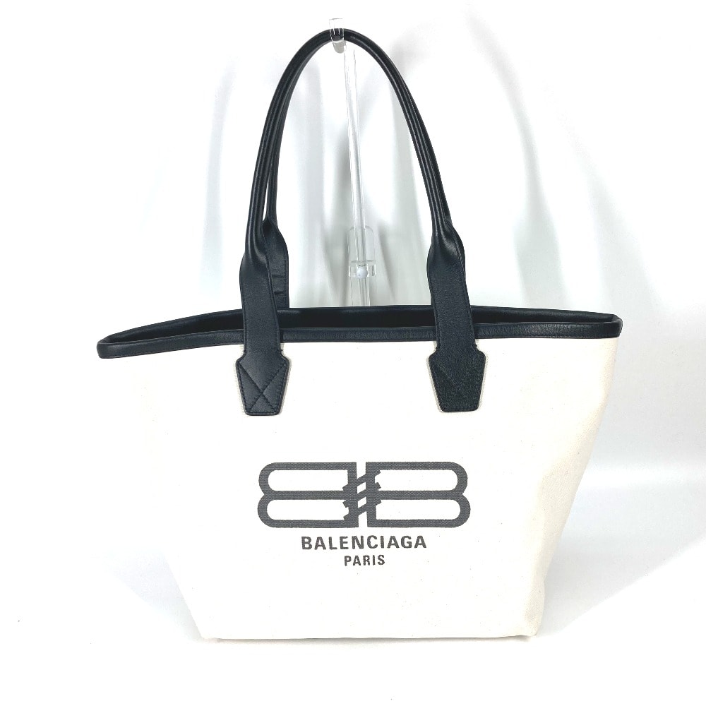 バレンシアガ BALENCIAGA ジャンボロゴ スモール 692068 バイカラー カバン ショルダーバッグ トートバッグ キャンバス/レザー ホワイト