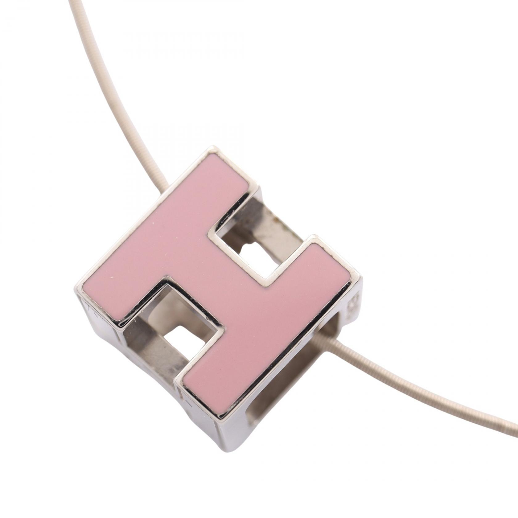 エルメス HERMES カージュドアッシュ Hキューブ ネックレス ジュエリー メタル ピンク レディース シルバー系 / ピンク系 【中古】