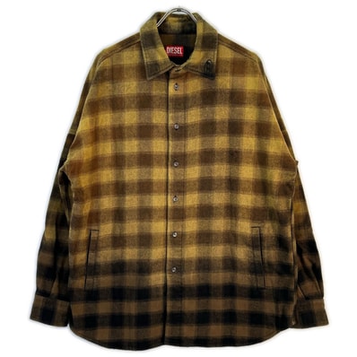ディーゼル 23AW A10687 ブラウン ブロックチェック ネルシャツ 48