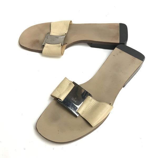 GUCCI/グッチ★フラットサンダル【22.5-23.0/size:35.5C/beige/ベージュ系】イタリア製/pumps/Shoes/high heels◆UQ-655