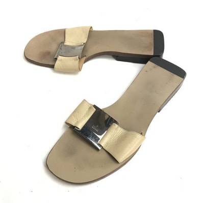 GUCCI/グッチ★フラットサンダル【22.5-23.0/size:35.5C/beige/ベージュ系】イタリア製/pumps/Shoes/high heels◆UQ-655