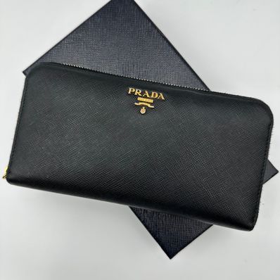 PRADA Large Saffiano Leather Wallet "Black"