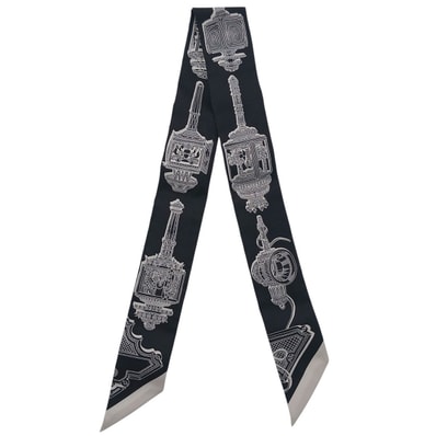 HERMES エルメス ツイリースカーフ MERVEILLEUSES LANTERNES メルヴェイユーズ ランタン スカーフ シルク ブラック レディース【中古】