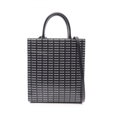 セリーヌ CELINE スモール バーティカル カバ トリオンフ 2WAY トートバッグ バッグ PVCコーティングキャンバス レザー レディース ブラック系 / ホワイト系 191542 【中古】