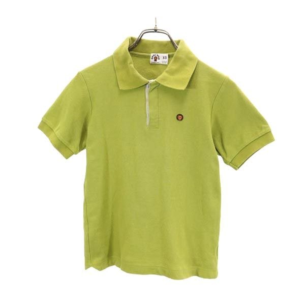 A BATHING APE アベイシングエイプ ベイビーマイロ 日本製 ベイビーマイロ 半袖 ポロシャツ XS 黄緑系 BABY MILO 鹿の子