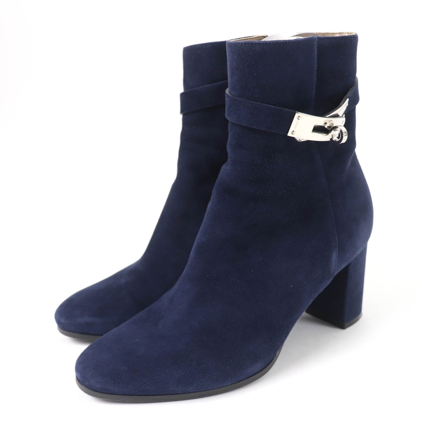 美品 エルメス
 ショートブーツ サンジェルマン ネイビー レディース 36.5