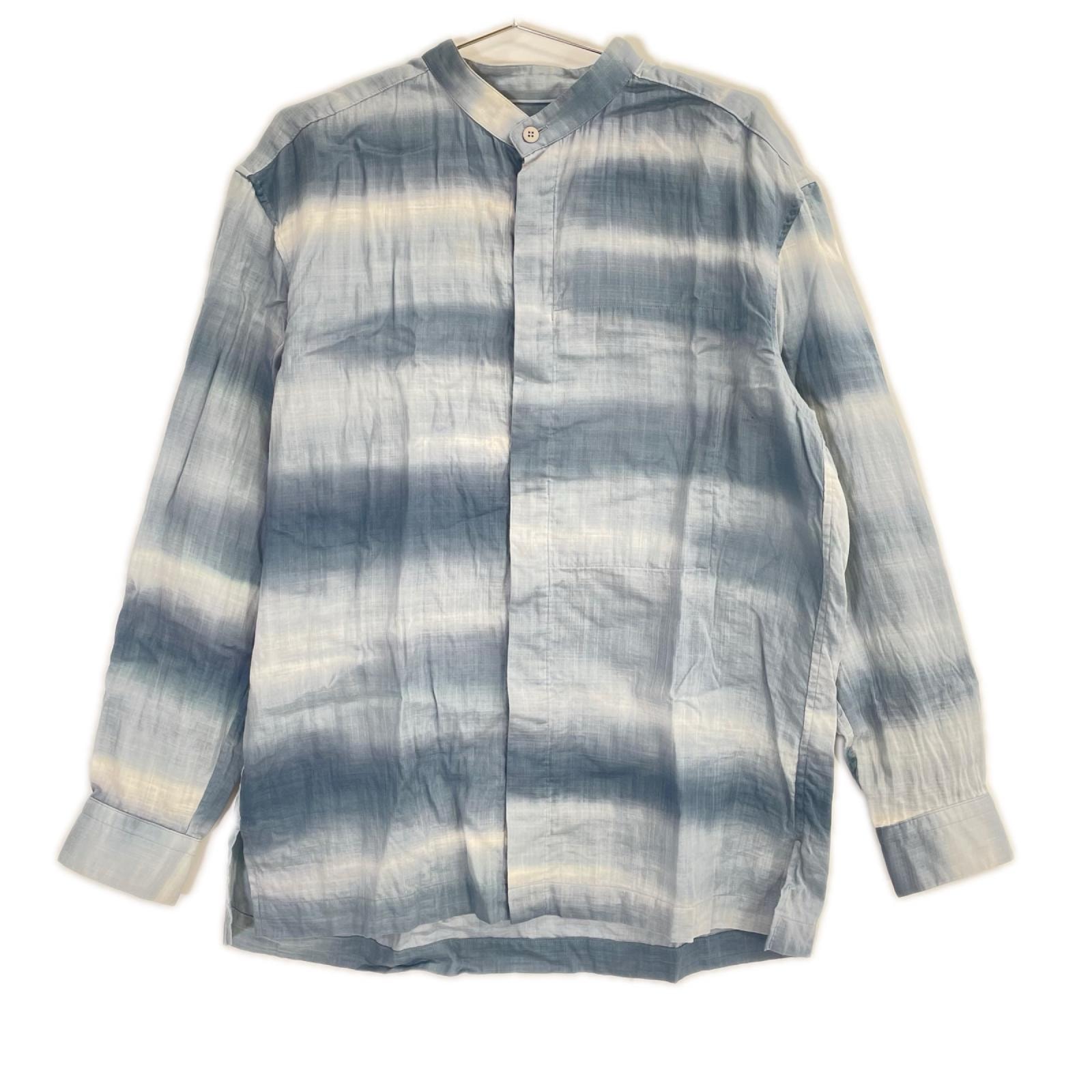イッセイミヤケメン 15SS ブルー×ホワイト ME51FJ084 バンドカラー タイダイ染めシャツ 3