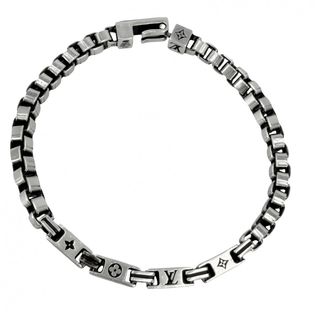 LOUIS VUITTON ルイヴィトン ブレスレット モノグラム ブレスレット・LVテーラー アクセサリー ジュエリー Mサイズ シルバー925    M1149M メンズ 約29.6g【中古品】