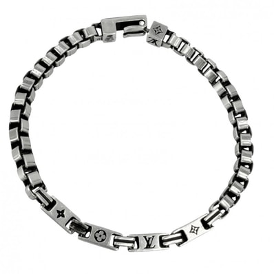LOUIS VUITTON ルイヴィトン ブレスレット モノグラム ブレスレット・LVテーラー アクセサリー ジュエリー Mサイズ シルバー925 M1149M メンズ 約29.6g【中古品】
