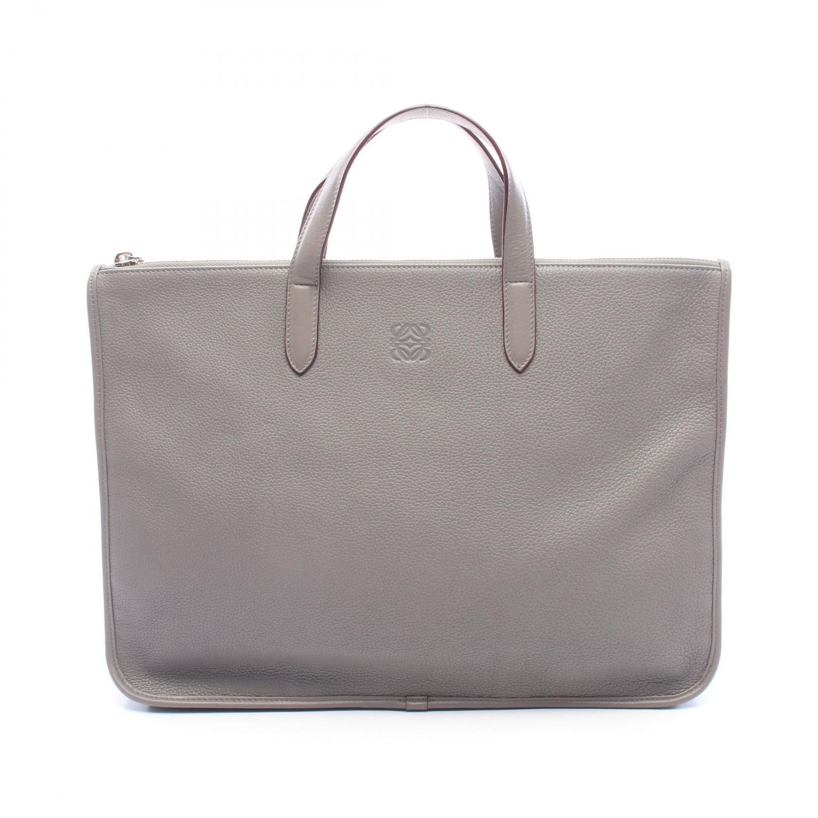 ロエベ LOEWE アナグラム ビジネスバッグ バッグ レザー メンズ グレー系 【中古】