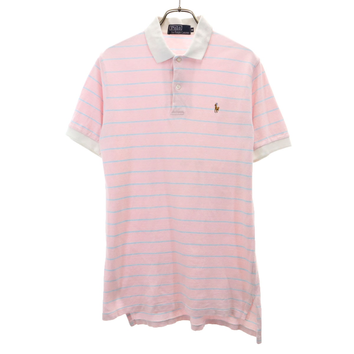 Polo by Ralph Lauren ポロバイラルフローレン ボーダー柄 半袖 ポロシャツ M ピンク 鹿の子