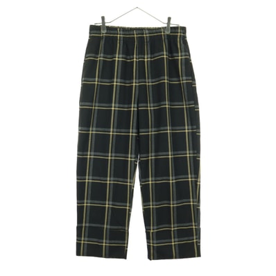 美品 ZARA ザラ チェック柄 イージーパンツ 裾折り返し ストレートパンツ L ブラック