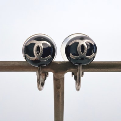 CHANEL ココマーク イヤリング シルバー ブラック 03C レディース アクセサリー