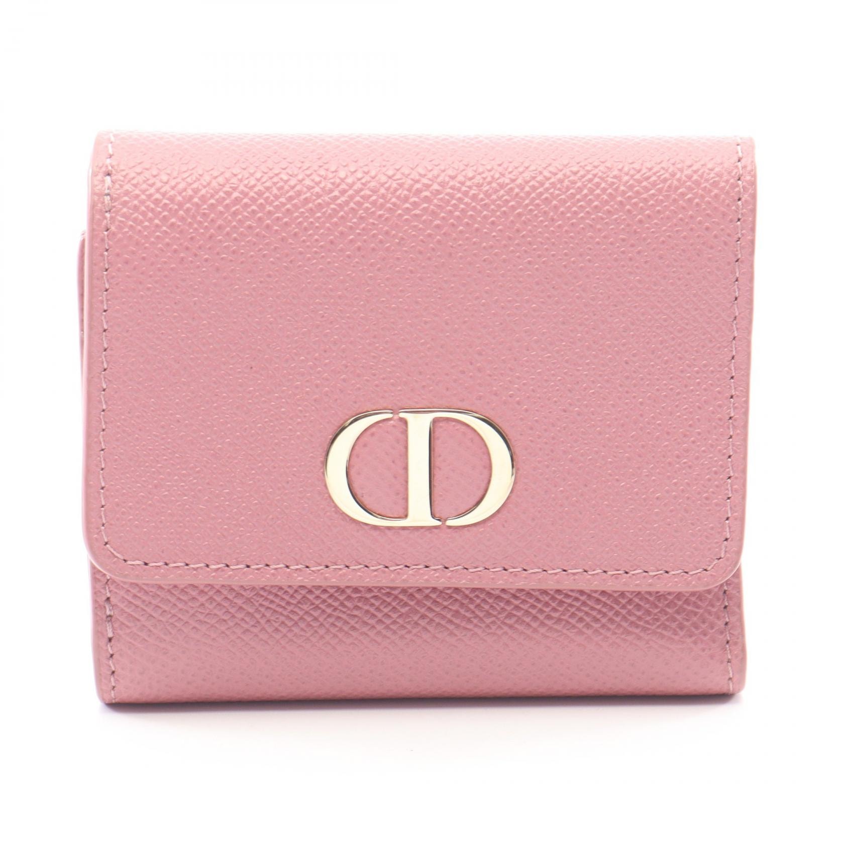 ディオール Dior CARO 三つ折り財布 財布 レザー レディース ピンク系 【中古】