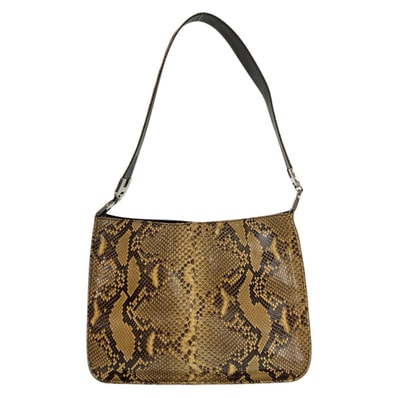 美品 PRADA プラダ ベージュ シルバー金具 パイソン レザー/ ホーボー ショルダーバッグ 601919 【中古】