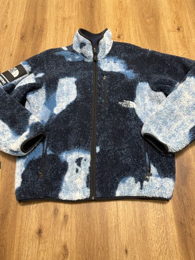 Supreme x The North Face Bleached Denim Print Fleece Jacket "Indigo"