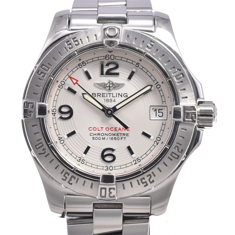 ブライトリング BREITLING A77380 コルトオーシャン デイト シルバー クォーツ レディース 良品 腕時計 N#150582