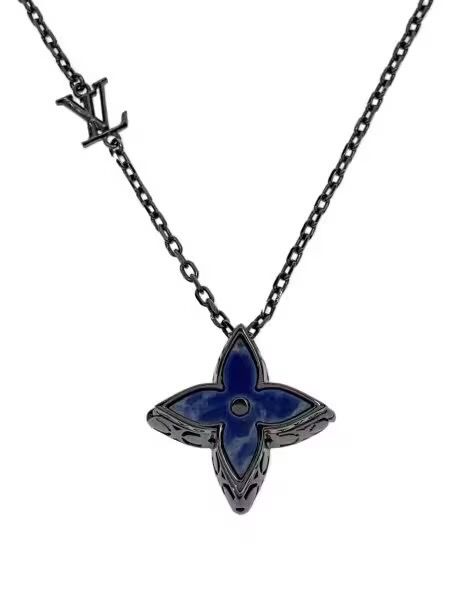 Louis Vuitton Flower Locket Necklace "Silver/Blue"