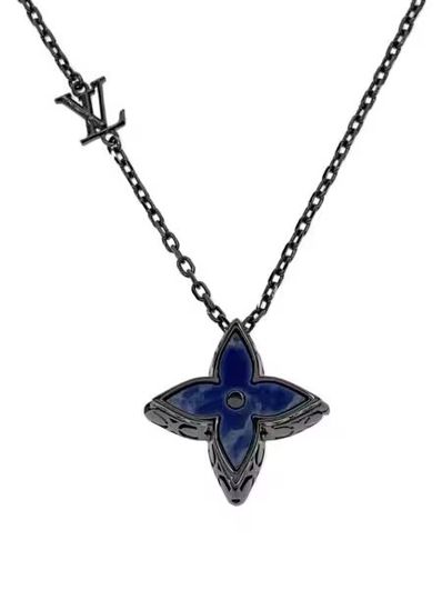 Louis Vuitton Flower Locket Necklace "Silver/Blue"