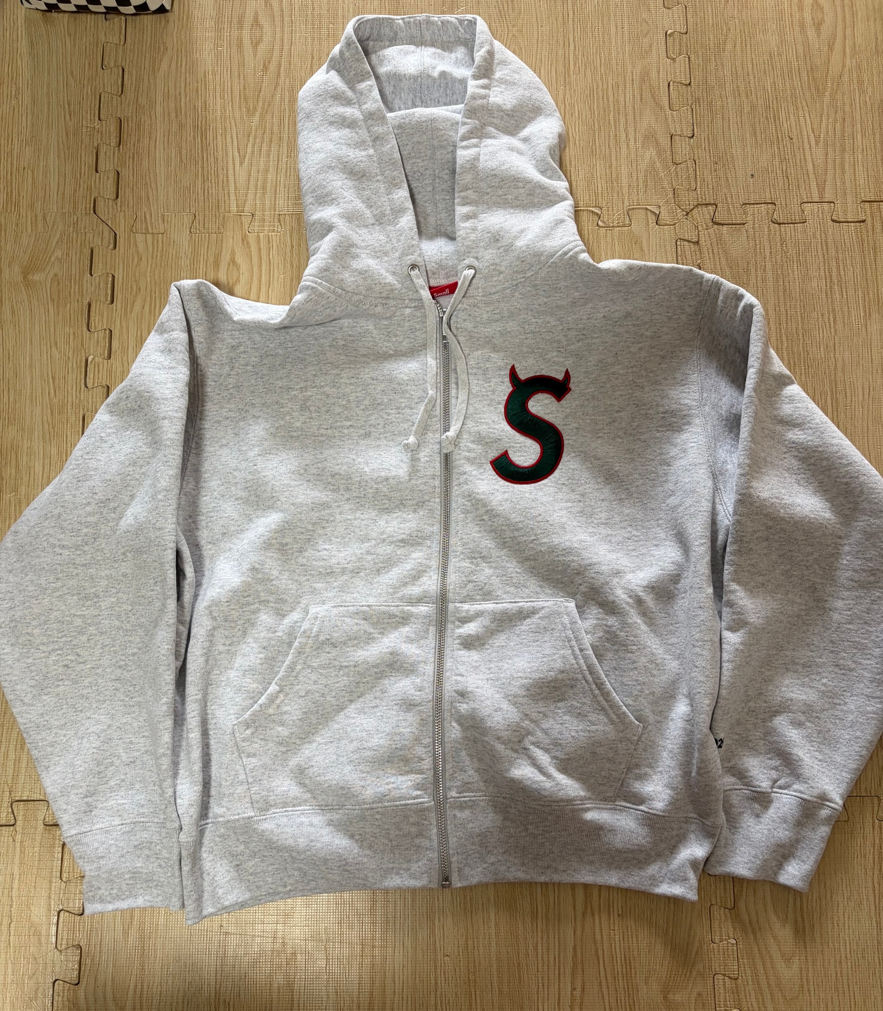 Supreme Devil S Logo Zip Up Hooded Sweatshirt "Ash Grey"