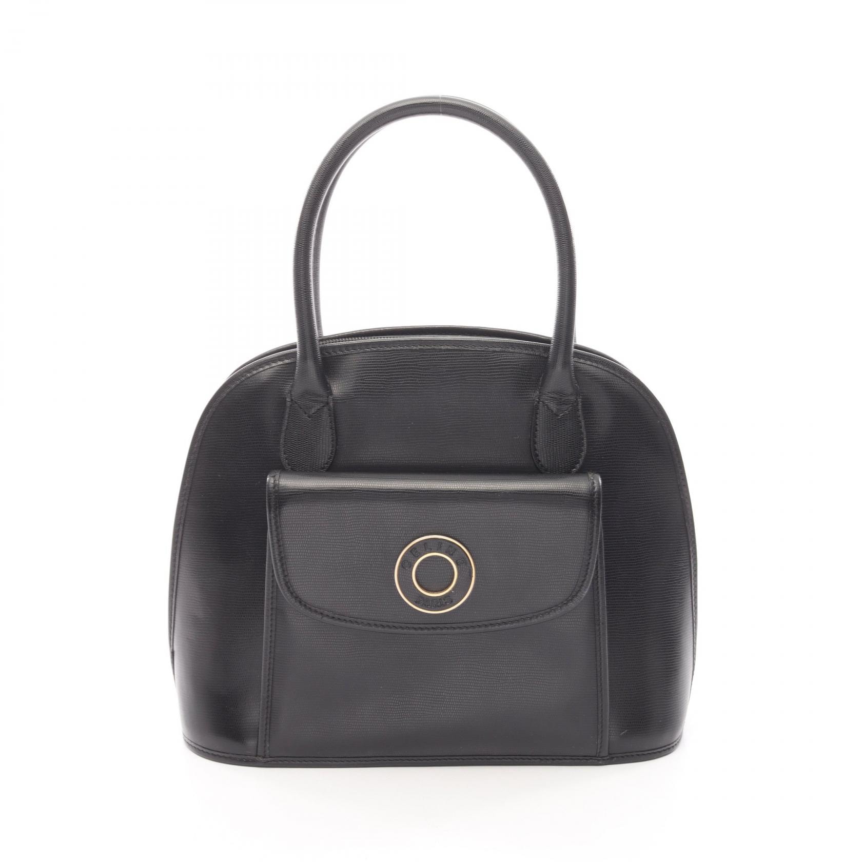 セリーヌ CELINE サークルロゴ ハンドバッグ バッグ レザー レディース ブラック系 【中古】