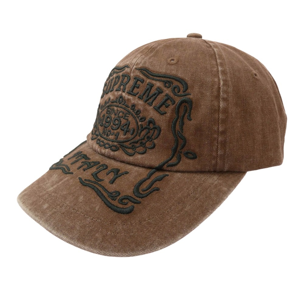 Supreme シュプリーム キャップ 25AW Italy 6-Panel ロゴ刺繍 6パネル キャップ 帽子 ブラウン系【新古品】【未使用】【中古】