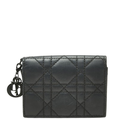 ディオール カナージュ レディディオール Bloom カードケース カードホルダー 名刺入れ ブラック レザー レディース Dior 【中古】