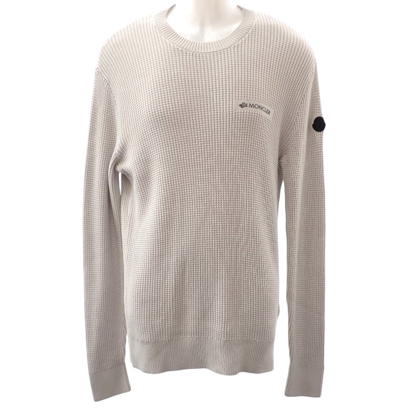 モンクレール MONCLER GIROCOLLO TRICOT ロゴワッペン L I20919C00007M1367 セーター コットン グレー メンズ【中古】【Aランク】