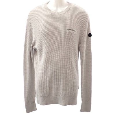 モンクレール MONCLER GIROCOLLO TRICOT ロゴワッペン L I20919C00007M1367 セーター コットン グレー メンズ【中古】【Aランク】