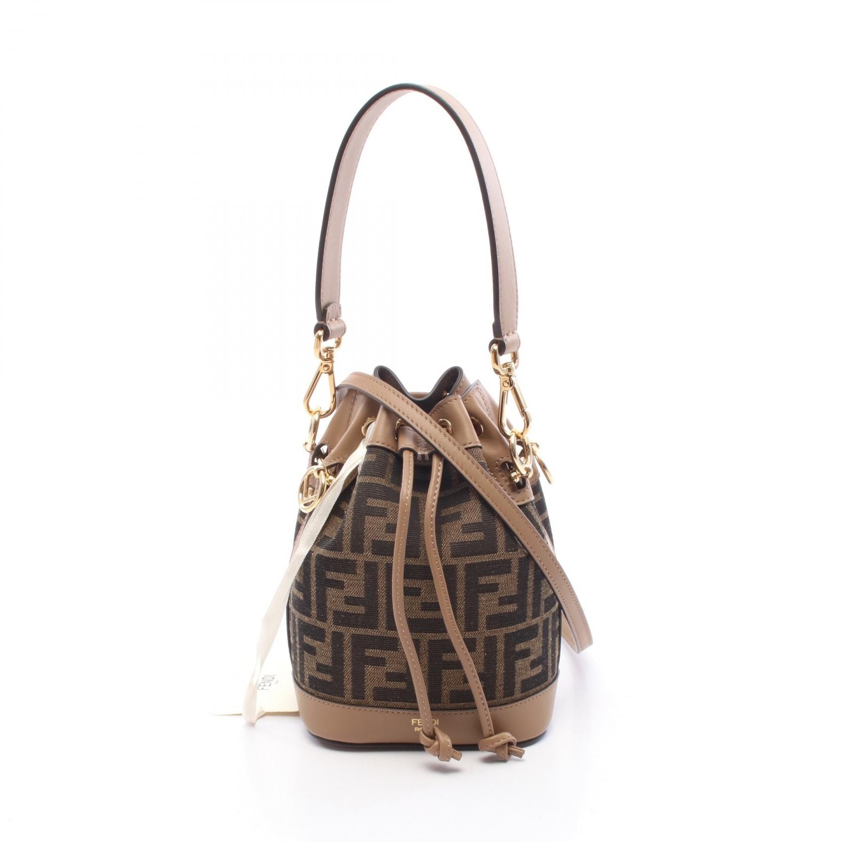 フェンディ FENDI ミニ モン トレゾール ズッカ 2WAY ハンドバッグ バッグ キャンバス レザー レディース ブラウン系 / ブラック系 8BS093ALP3F1AOE 【新品】