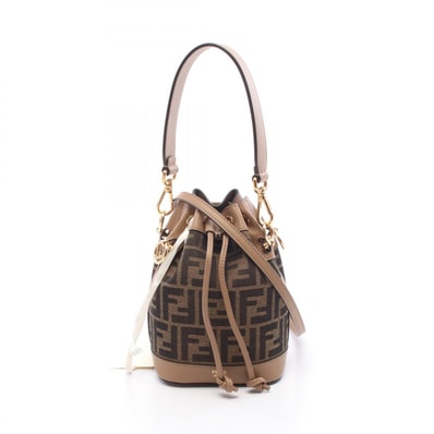 フェンディ FENDI ミニ モン トレゾール ズッカ 2WAY ハンドバッグ バッグ キャンバス レザー レディース ブラウン系 / ブラック系 8BS093ALP3F1AOE 【新品】