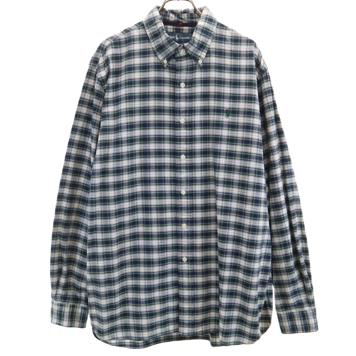 RALPH LAUREN ラルフローレン チェック柄 長袖 シャツ L ブルー