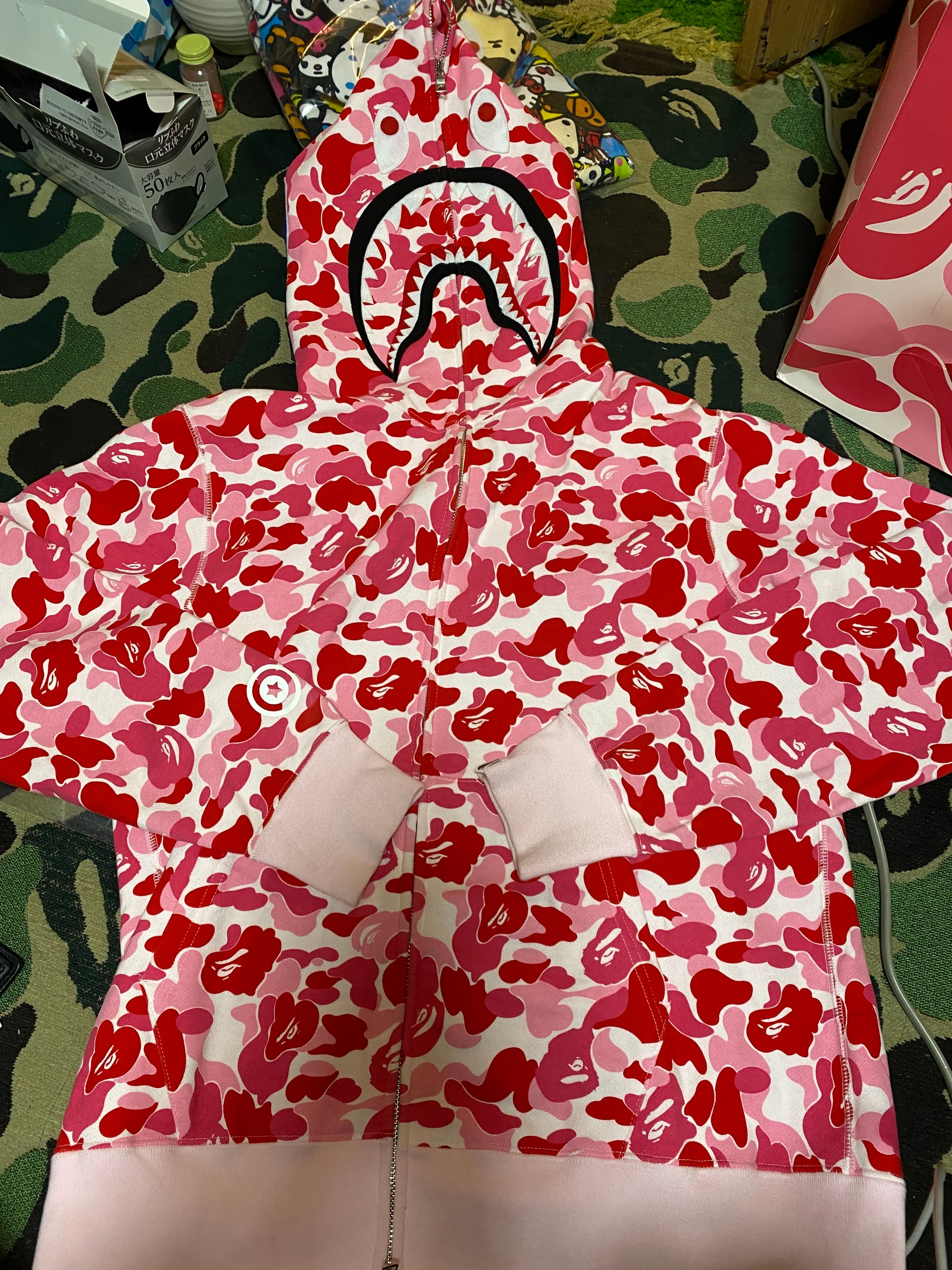 A BATHING APE Big ABC Camo Shark Full Zip Hoodie "Pink"