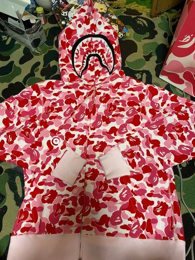 A BATHING APE Big ABC Camo Shark Full Zip Hoodie "Pink"