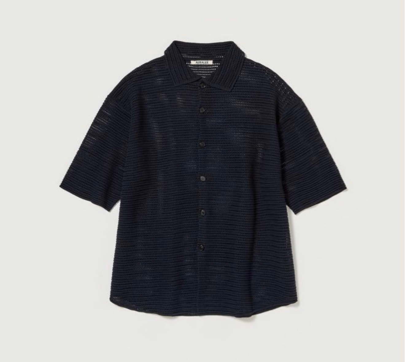 AURALEE Cotton Mesh Knit Half Sleeved Shirt "Dark Navy"
